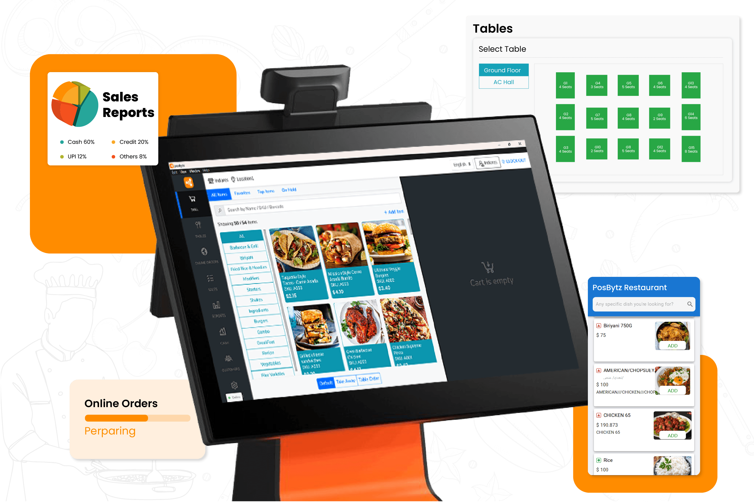 Zilicius POS ERP Integration with Kitchen Display System Restaurant POS and Kitchen Display System integration showing real-time order sync and ERP connectivity