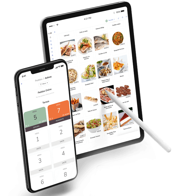 Zilicius Restaurant captain ordering app mobile interface synced with POS and central kitchen tracking display