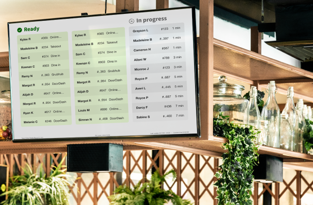 Restaurant live order display